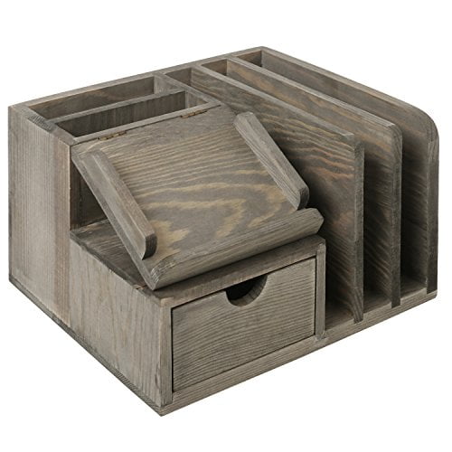 MyGift Rustic Gray Wood Desktop Office Organizer w/Sticky Note Pad Holder Mail Sorter & Pullout Drawer MyGift Rustic Gray Wood Desktop Office Organizer w/Sticky Note Pad Holder Mail Sorter & Pullout Drawer